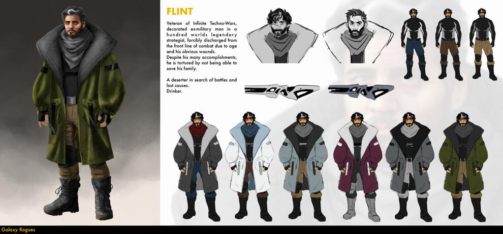 GALAXY ROGUES I had to design the characters of the Galaxy Rogues project based on some characteristics and clues that we were given during the Concept Art master's degree at Escola Joso.
