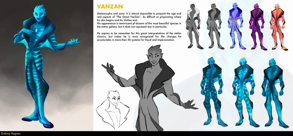 GALAXY ROGUES I had to design the characters of the Galaxy Rogues project based on some characteristics and clues that we were given during the Concept Art master's degree at Escola Joso.